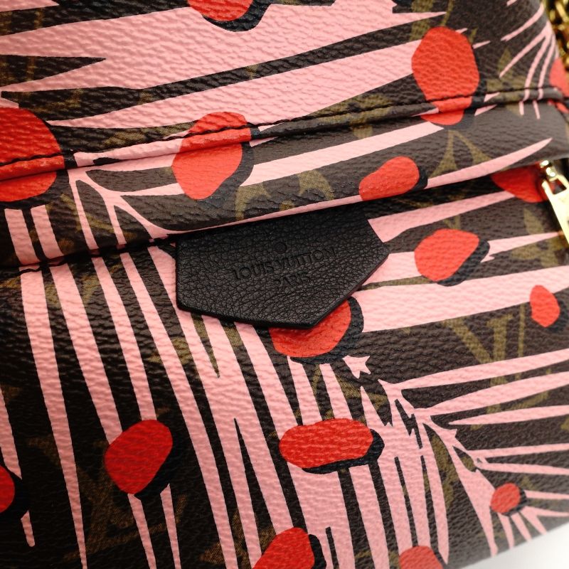 LOUIS VUITTON Palm Springs PM Backpack Jungle Dot Brown × Pink × Red Monogram 7-9-249