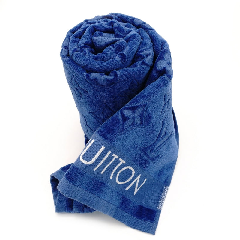 LOUIS VUITTON Oversized Bath Towel Cotton Blue R94008 Beach Towel Blue 7-9-295