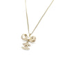 CHANEL Coco Mark Necklace Ribbon Gold Rhinestone CC Logo 7-9-308