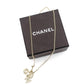 CHANEL Coco Mark Necklace Ribbon Gold Rhinestone CC Logo 7-9-308