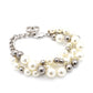 CHANEL Bracelet with CC Logo, Fake Pearls, Silver, With Box 7-9-309