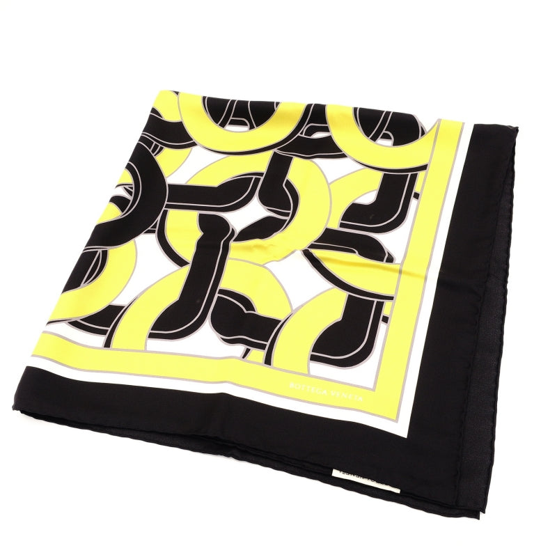 Bottega Veneta Scarf 100% Silk Black × Yellow × White Stole 7-9-311