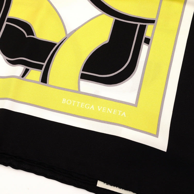 Bottega Veneta Scarf 100% Silk Black × Yellow × White Stole 7-9-311
