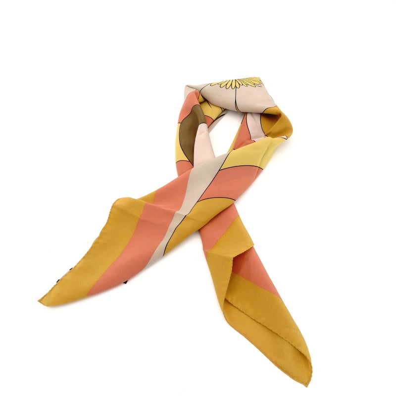 Saint Laurent Scarf 35.4" x 35.4" 100% Silk Mustard Yellow Stole 7-9-332