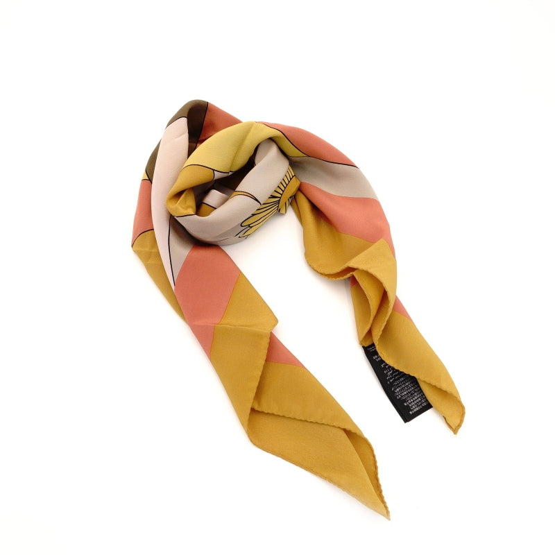 Saint Laurent Scarf 35.4" x 35.4" 100% Silk Mustard Yellow Stole 7-9-332