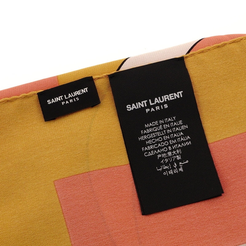 Saint Laurent Scarf 35.4" x 35.4" 100% Silk Mustard Yellow Stole 7-9-332