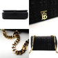 Burberry TB Logo Chain Shoulder Bag Black Leather Crossbody 7-9-377