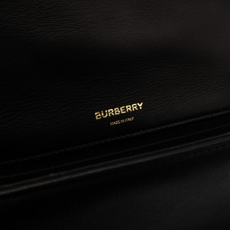 Burberry TB Logo Chain Shoulder Bag Black Leather Crossbody 7-9-377