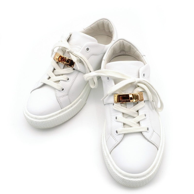 Hermès Day Low-Cut Sneakers Kelly Hardware Leather White Size 36 White Approx. 9.1"–9.3" 7-9-427