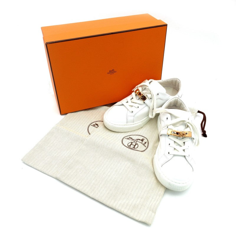 Hermès Day Low-Cut Sneakers Kelly Hardware Leather White Size 36 White Approx. 9.1"–9.3" 7-9-427