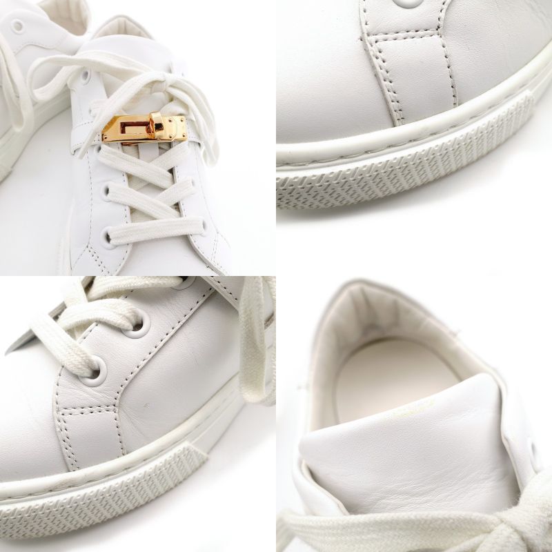 Hermès Day Low-Cut Sneakers Kelly Hardware Leather White Size 36 White Approx. 9.1"–9.3" 7-9-427