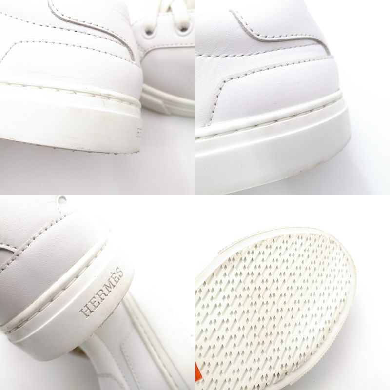 Hermès Day Low-Cut Sneakers Kelly Hardware Leather White Size 36 White Approx. 9.1"–9.3" 7-9-427
