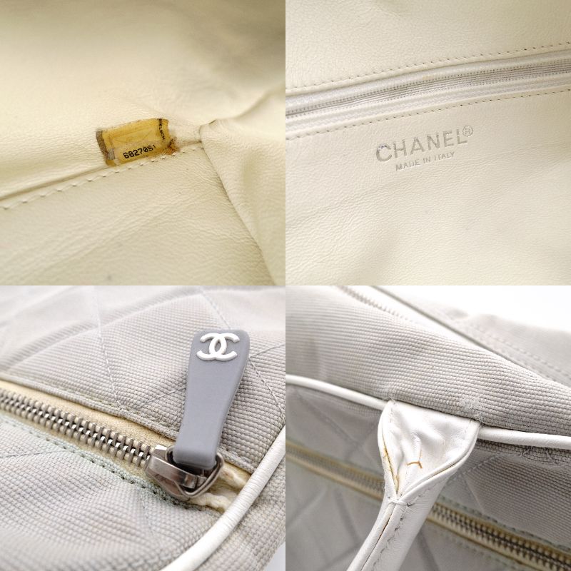 CHANEL Sport Line Mini Boston Bag Canvas Gray Tone Logo Handbag R8020341