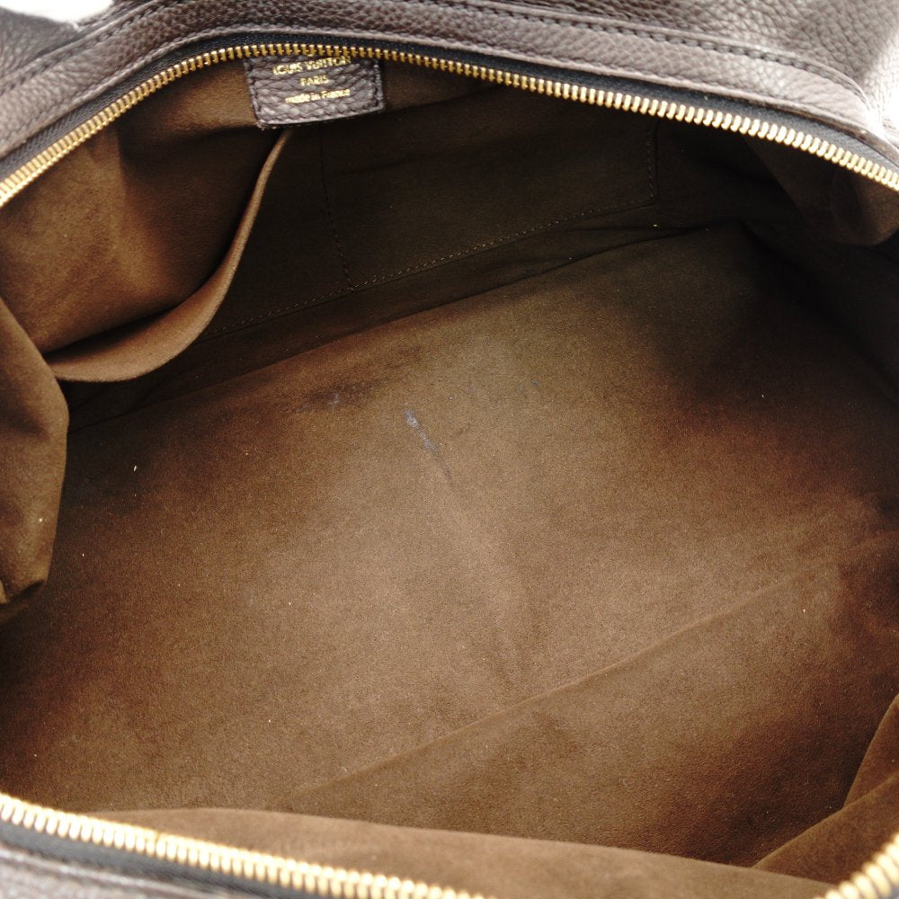 Louis Vuitton Mahina PM Shoulder Bag Brown Leather Tote Gold Hardware Logo Brown 7-9-573