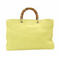 GUCCI Bamboo Shopper Large Tote Bag Yellow Leather 2-Way Yellow Shoulder 7-10-447