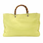 GUCCI Bamboo Shopper Large Tote Bag Yellow Leather 2-Way Yellow Shoulder 7-10-447