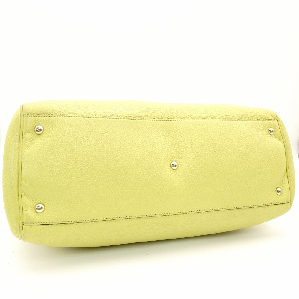 GUCCI Bamboo Shopper Large Tote Bag Yellow Leather 2-Way Yellow Shoulder 7-10-447