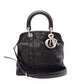 Christian Dior Granville Handbag, Leather, Black, 2-Way, Silver Hardware