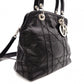 Christian Dior Granville Handbag, Leather, Black, 2-Way, Silver Hardware