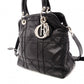 Christian Dior Granville Handbag, Leather, Black, 2-Way, Silver Hardware