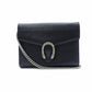GUCCI Duo Nysos Shoulder Bag Leather Black Chain