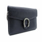 GUCCI Duo Nysos Shoulder Bag Leather Black Chain