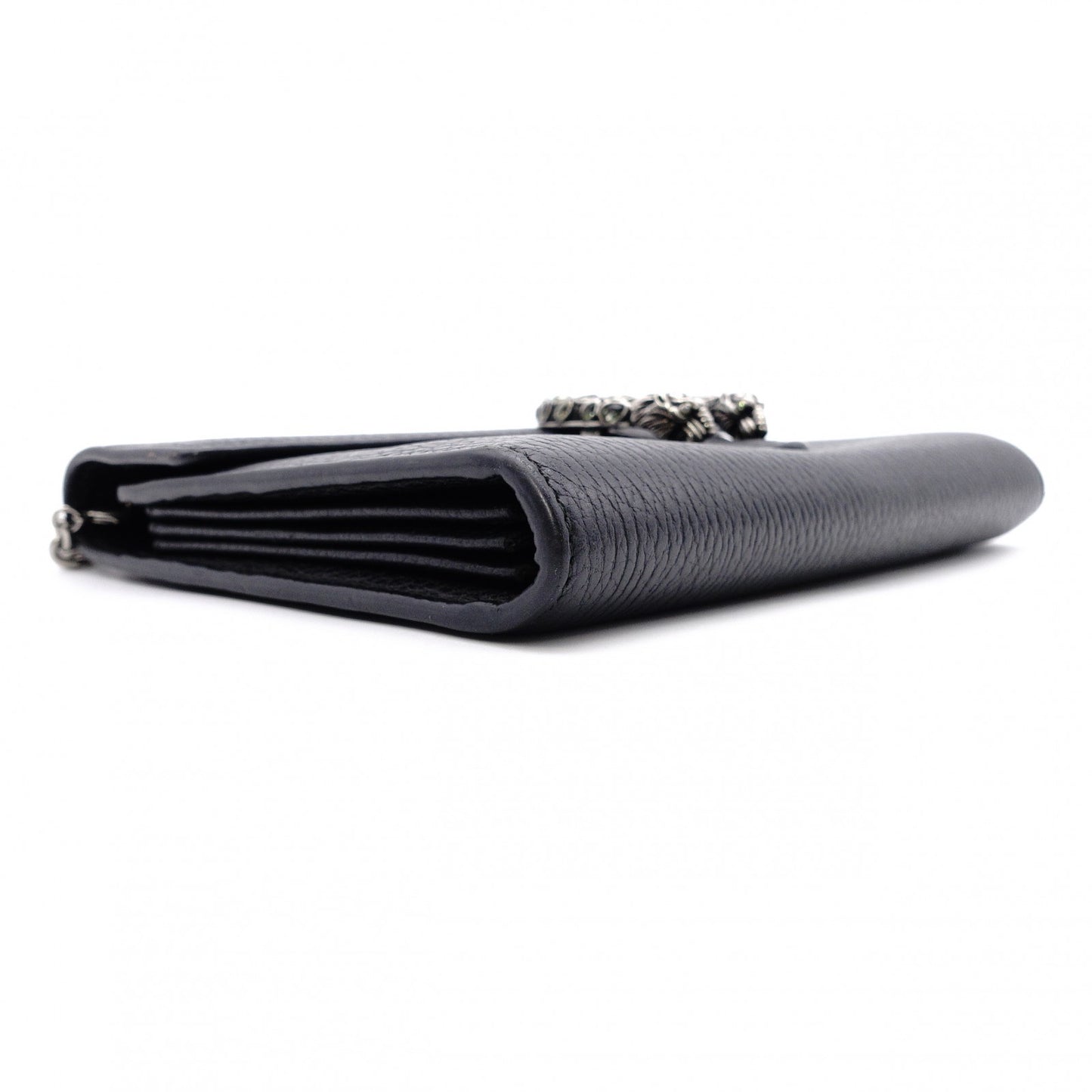 GUCCI Duo Nysos Shoulder Bag Leather Black Chain