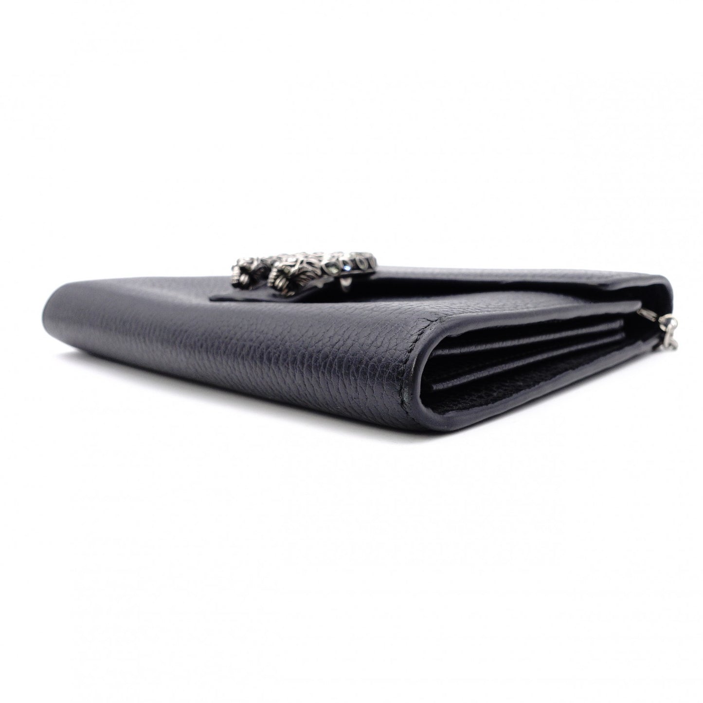 GUCCI Duo Nysos Shoulder Bag Leather Black Chain