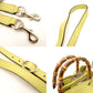 GUCCI Bamboo Shopper Large Tote Bag Yellow Leather 2-Way Yellow Shoulder 7-10-447