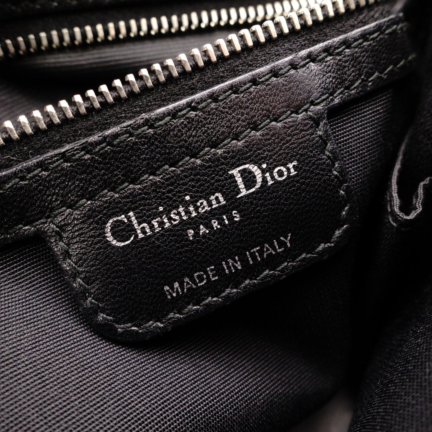 Christian Dior Granville Handbag, Leather, Black, 2-Way, Silver Hardware