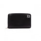 LOEWE Anagram Coin Purse, Leather, Black, White Logo, Silver Hardware