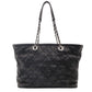 CHANEL Matelassé Coco Mark Caviar Skin Tote Bag Black Silver Hardware Shoulder 7-10-684