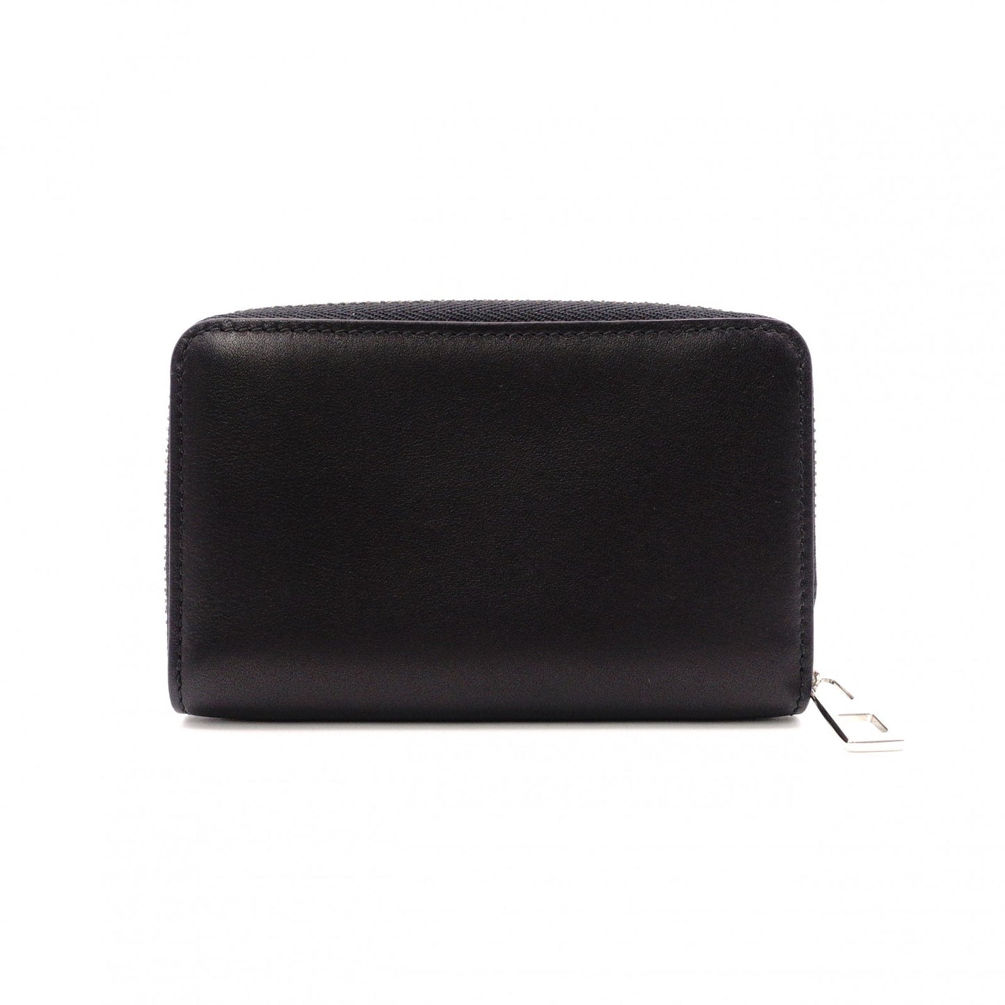 LOEWE Anagram Coin Purse, Leather, Black, White Logo, Silver Hardware