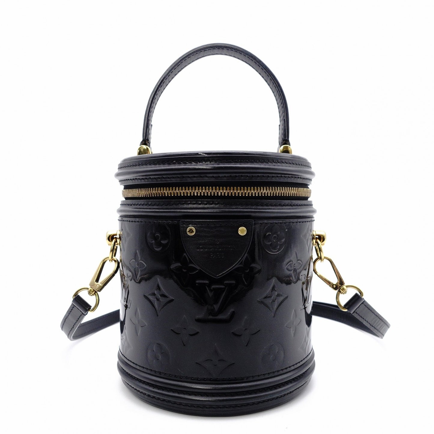 LOUIS VUITTON Cannes Vernis Shoulder Bag Patent Leather Black