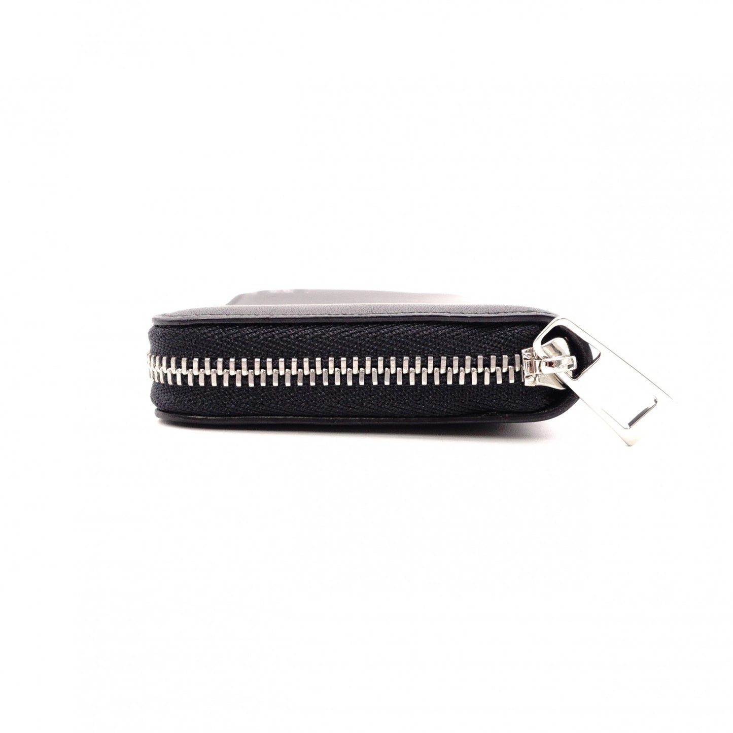 LOEWE Anagram Coin Purse, Leather, Black, White Logo, Silver Hardware