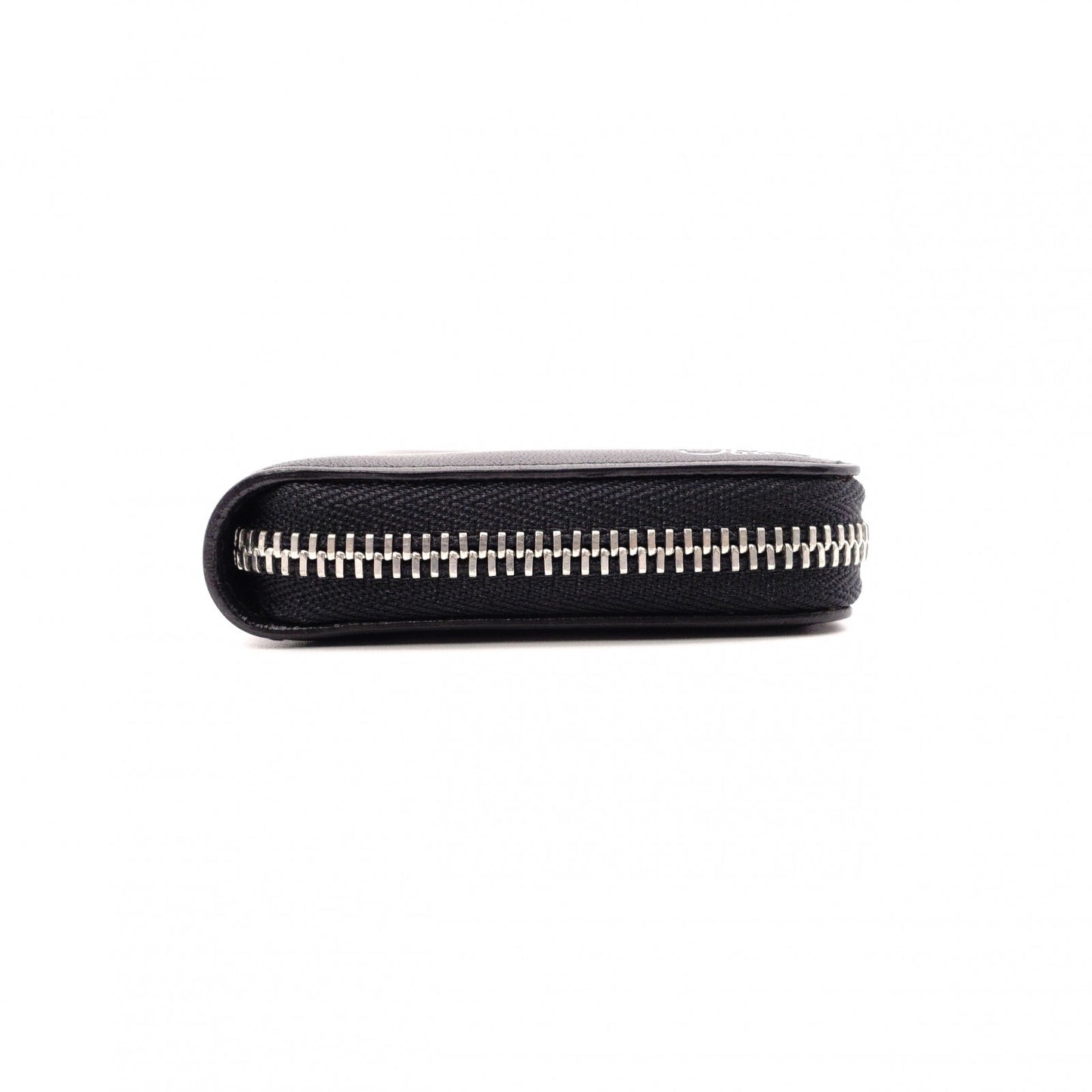 LOEWE Anagram Coin Purse, Leather, Black, White Logo, Silver Hardware