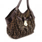 FENDI Zucca Shoulder Bag, Canvas and Leather, Brown Tote Bag