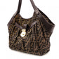 FENDI Zucca Shoulder Bag, Canvas and Leather, Brown Tote Bag