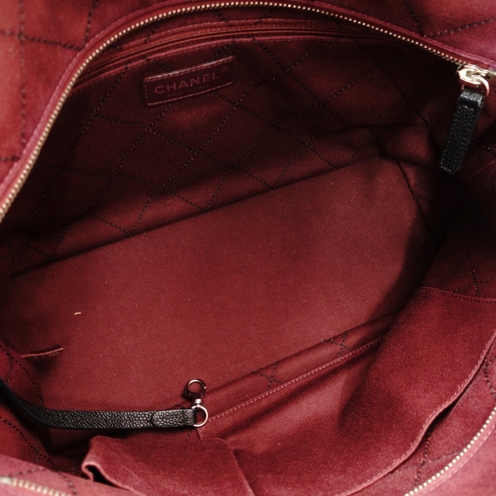 CHANEL Matelassé Coco Mark Caviar Skin Tote Bag Black Silver Hardware Shoulder 7-10-684