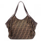 FENDI Zucca Shoulder Bag, Canvas and Leather, Brown Tote Bag
