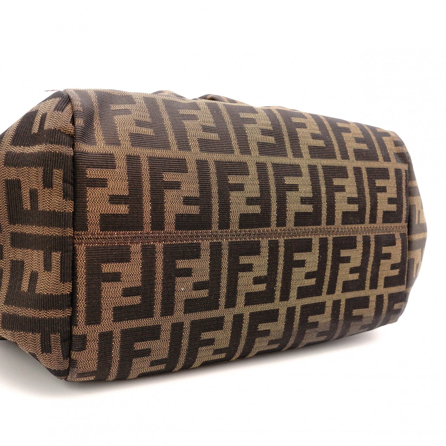 FENDI Zucca Shoulder Bag, Canvas and Leather, Brown Tote Bag