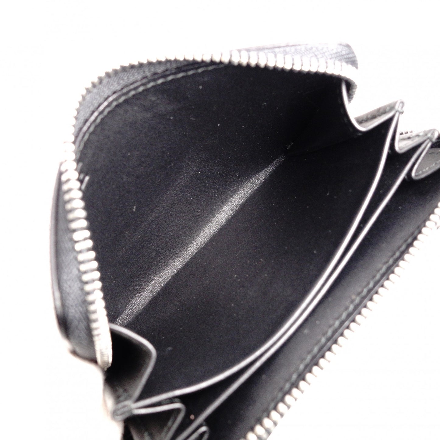 LOEWE Anagram Coin Purse, Leather, Black, White Logo, Silver Hardware