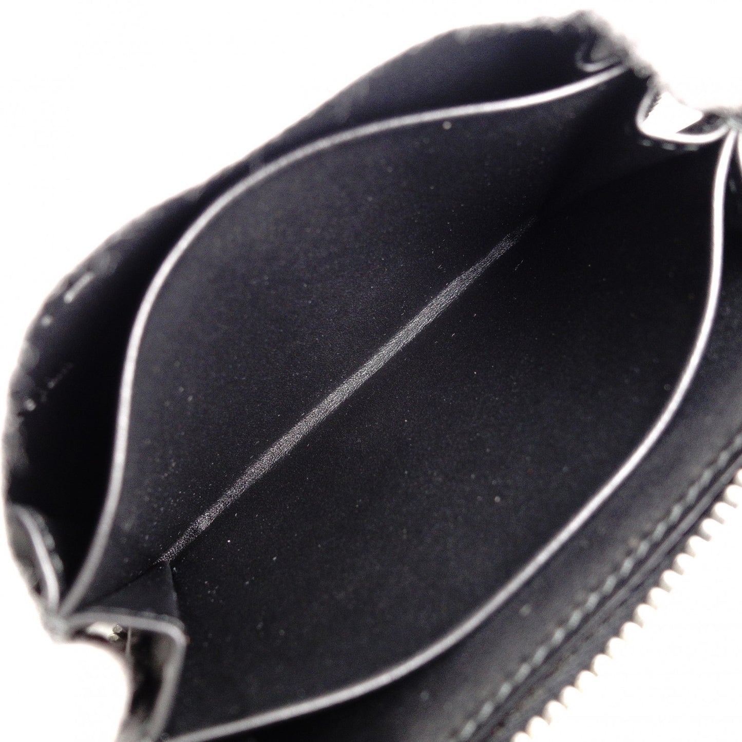 LOEWE Anagram Coin Purse, Leather, Black, White Logo, Silver Hardware