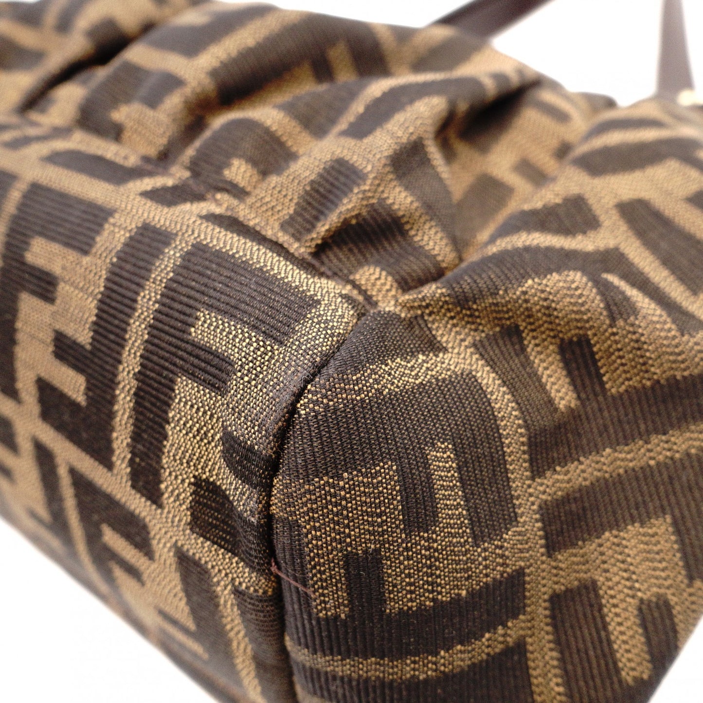 FENDI Zucca Shoulder Bag, Canvas and Leather, Brown Tote Bag