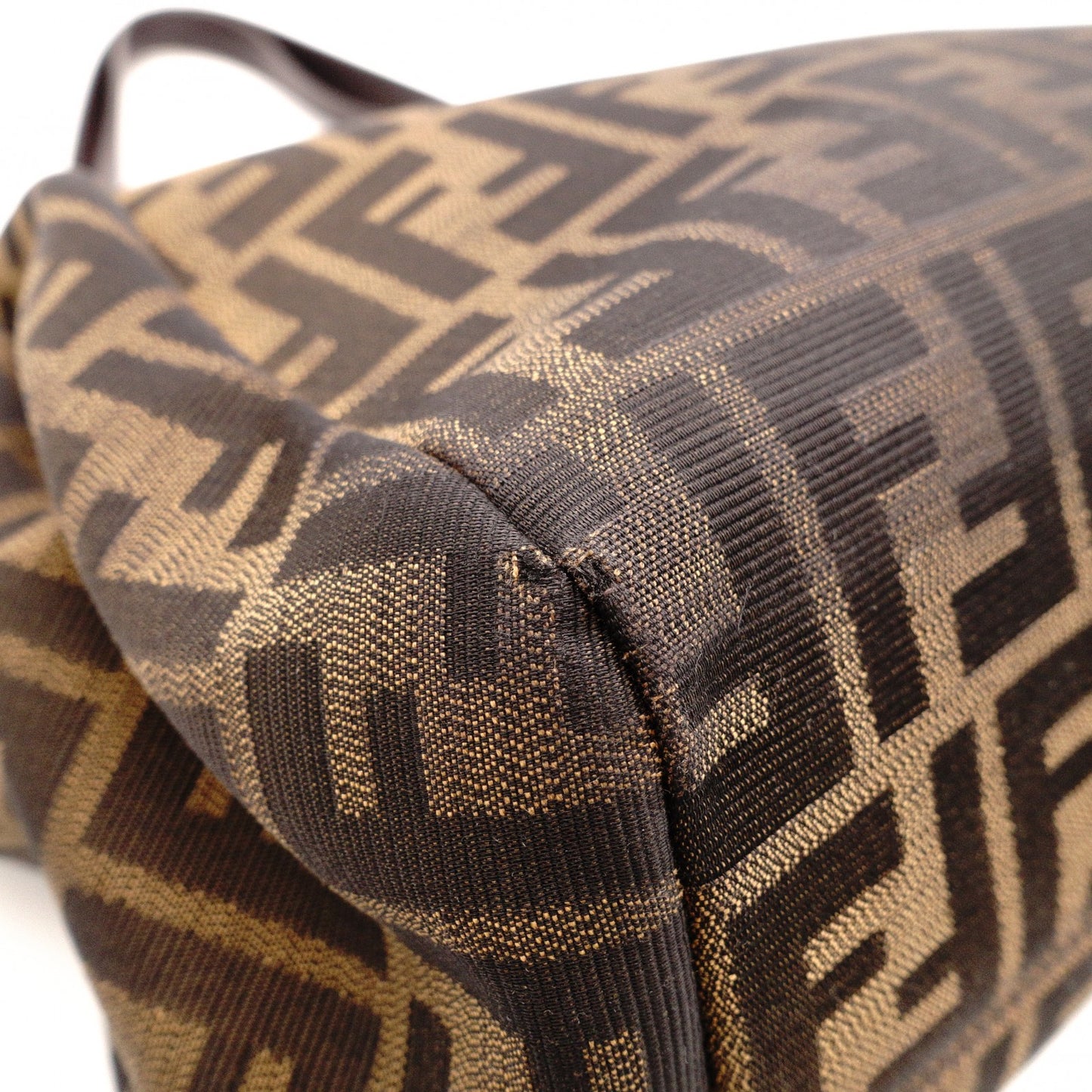 FENDI Zucca Shoulder Bag, Canvas and Leather, Brown Tote Bag
