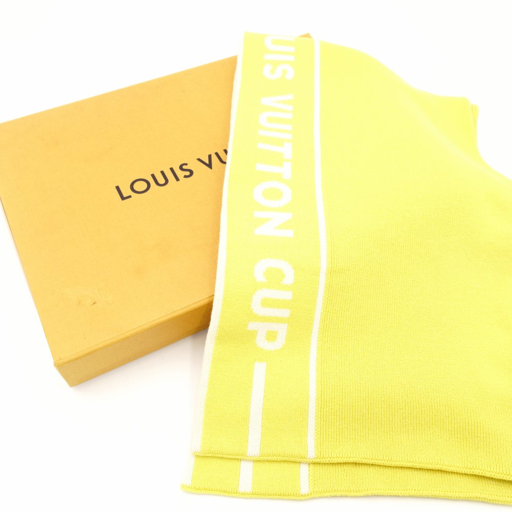 LOUIS VUITTON Cup Towel Yellow Scarf Cotton Cashmere Oversized With Box 7-10-732