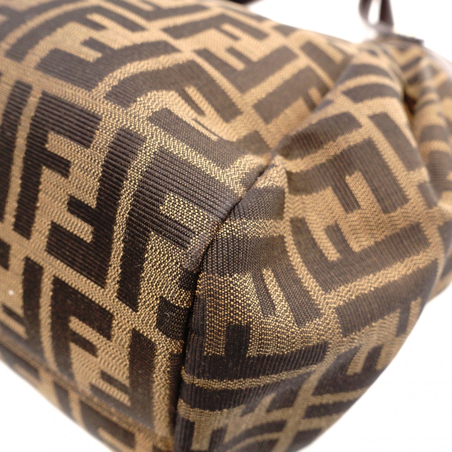 FENDI Zucca Shoulder Bag, Canvas and Leather, Brown Tote Bag