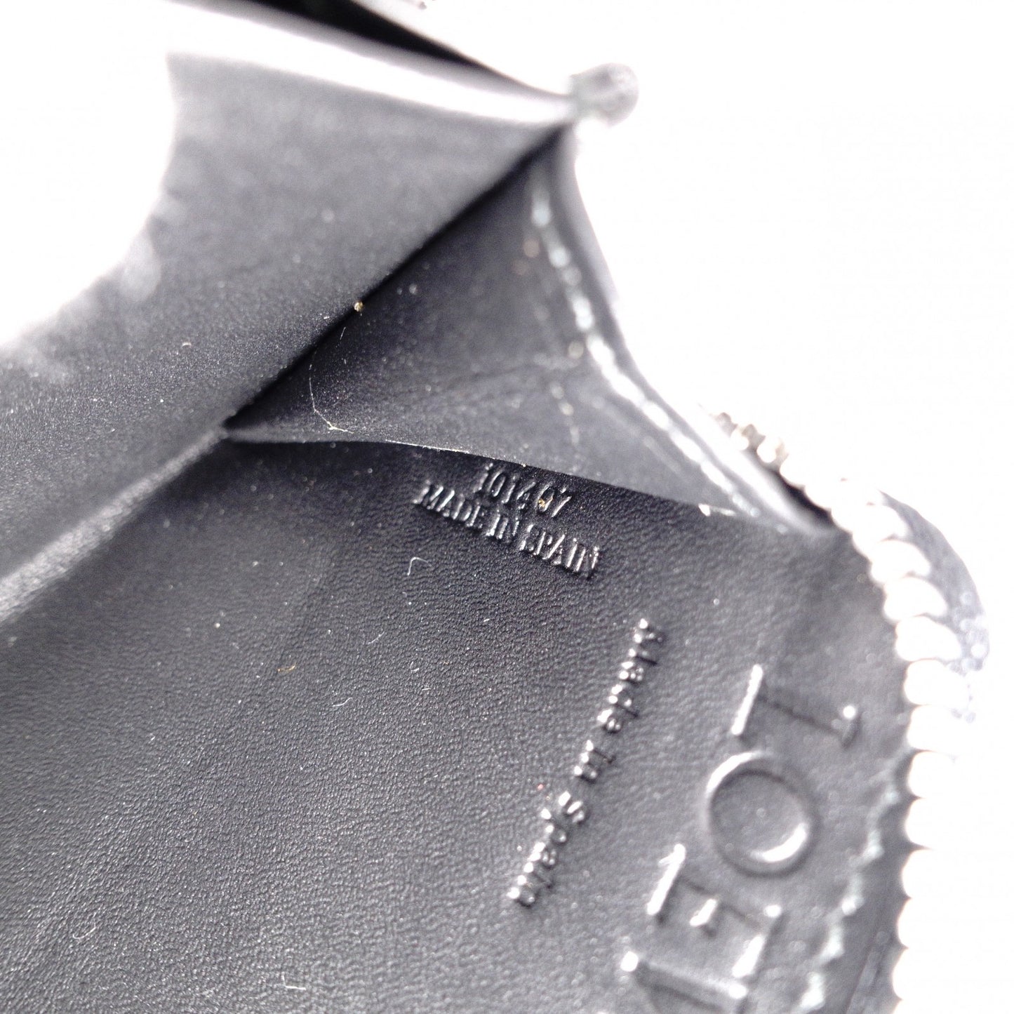 LOEWE Anagram Coin Purse, Leather, Black, White Logo, Silver Hardware