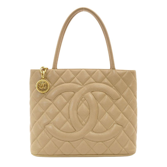 CHANEL Reissue Tote Bag Caviar Leather Beige Shoulder Tote Bag CC Logo Gold Hardware 7-8-226