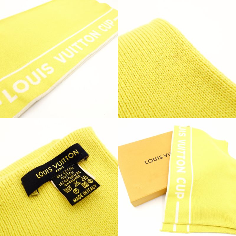 LOUIS VUITTON Cup Towel Yellow Scarf Cotton Cashmere Oversized With Box 7-10-732
